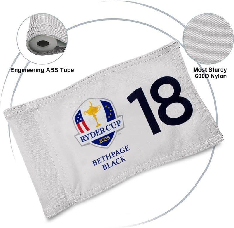 2BUT 2025 Bethpage Black Golf Pin Flag Practic Putting Green Golf Flag For Backyard Garden Double-Sewn 600D Nylon Miniature Pin Flag Regulation Tube Flag (20"x13"(18)) - Image 3